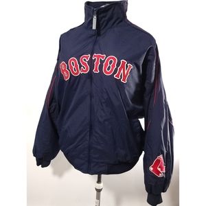 Boston Red Socks Authentic Majestic Blue Thick Nylon Winter Bomber Jacket Sz XXL
